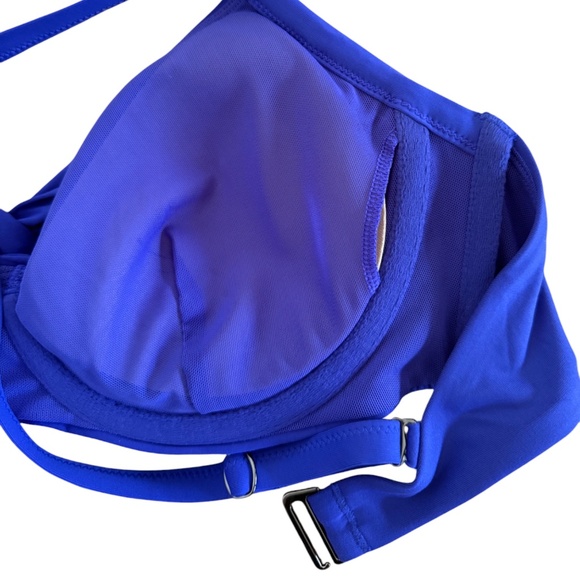 NWOT Athleta Bra Cup Wrap Halter Bikini Top Swimsuit in Yacht Blue - Picture 5 of 6